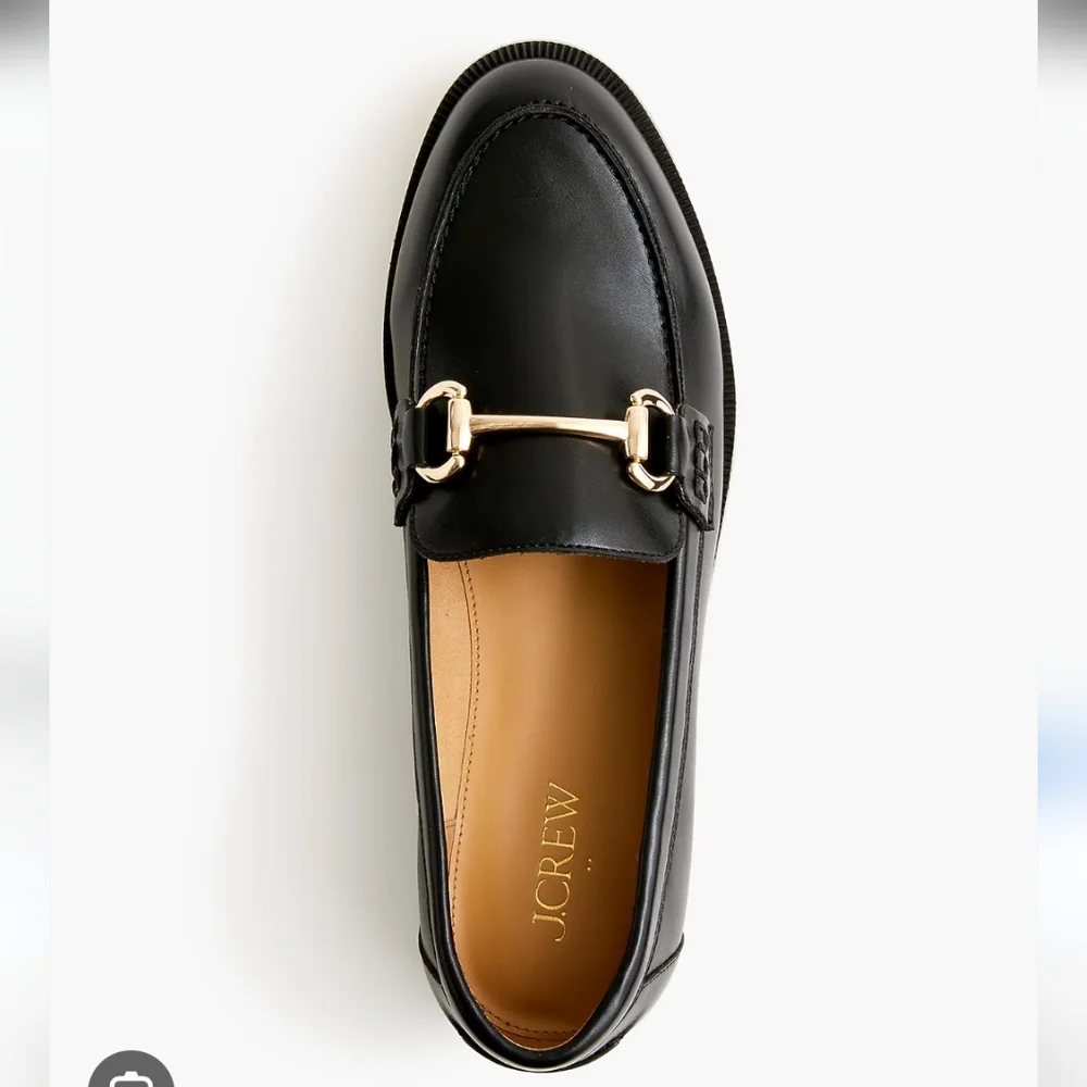 J. Crew Black Leather Horsebit Loafers Size 7 - Picture 2 of 7